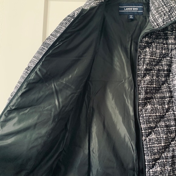 Lands End Tweed Print Down Puffer Jacket Size SP - Picture 5 of 9